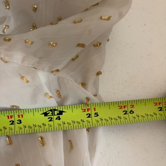 Old Navy Blouse Women's XL Metallic V-Neck Sheer Mesh Lined Swiss Dot Top - Picture 8 of 8